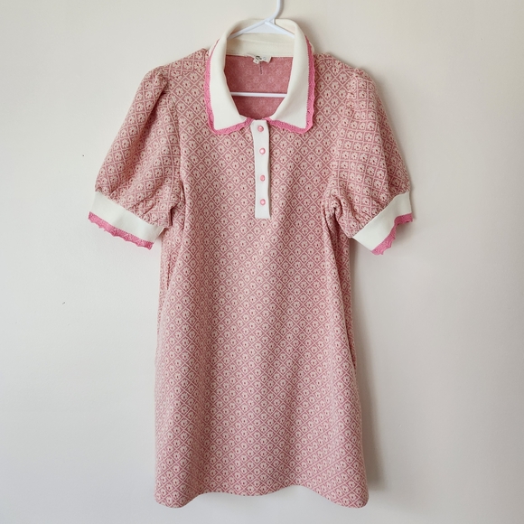 entro Dresses & Skirts - entro Pink and White Textured Polo Dress